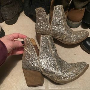 Gold glitter booties